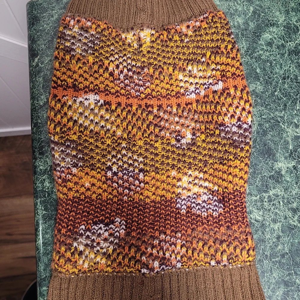 Brown and Cream Acorn Leaf Sweater Vest